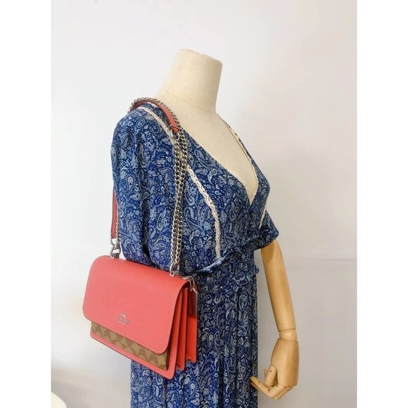 Coach 91019 Klare Crossbody In Signature Canvas IN Khaki Tangerine - Picture 2 of 9